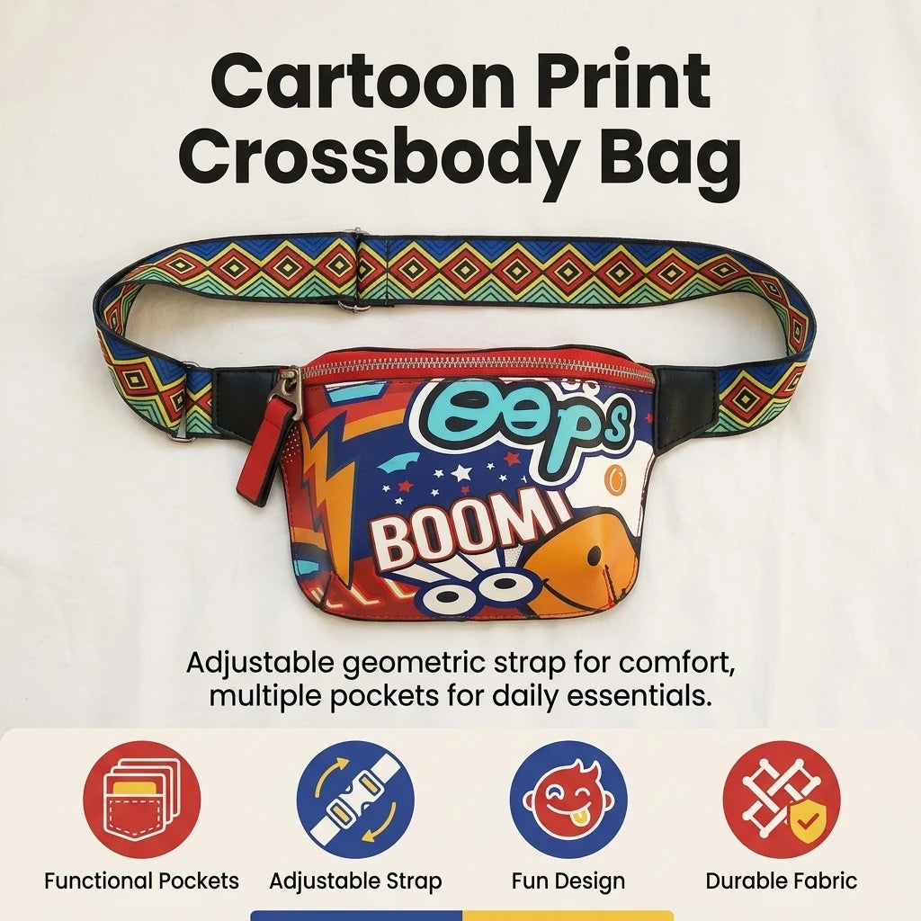 Korean Style Cartoon Crossbody Bag For Students With Adjustable Strap And Multi Pocket Design Peaceful Pleasures Health and Wellness