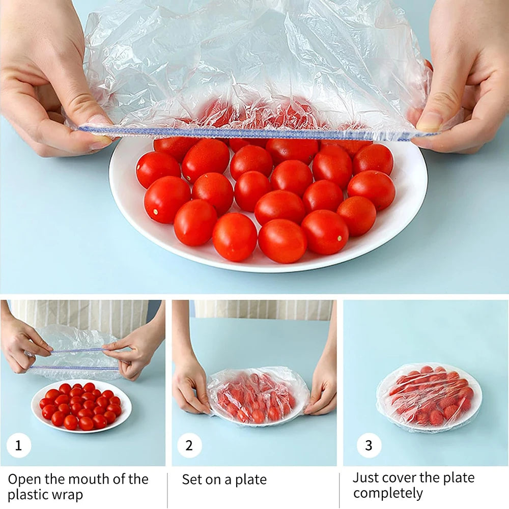Elastic Stretch Bowl Covers & Food Covers – Reusable Plastic Wrap for Dishes (100, 200 or 300 Pack)