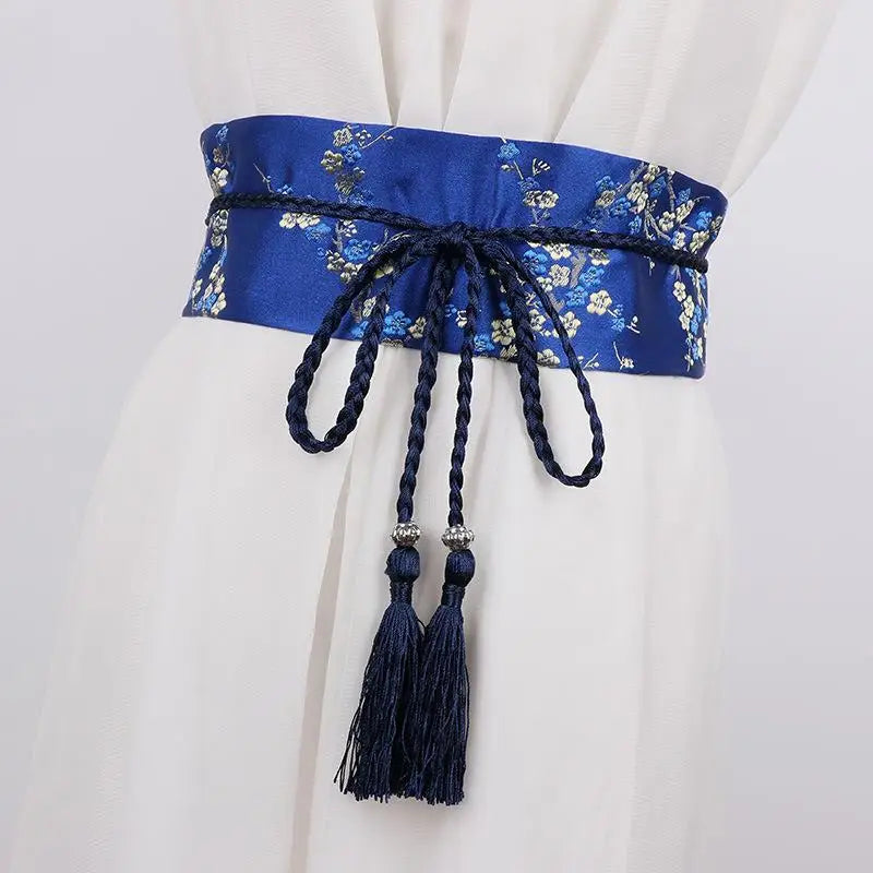 Vintage Floral Embroidered Wrap Belt | Chinese Style Tassel