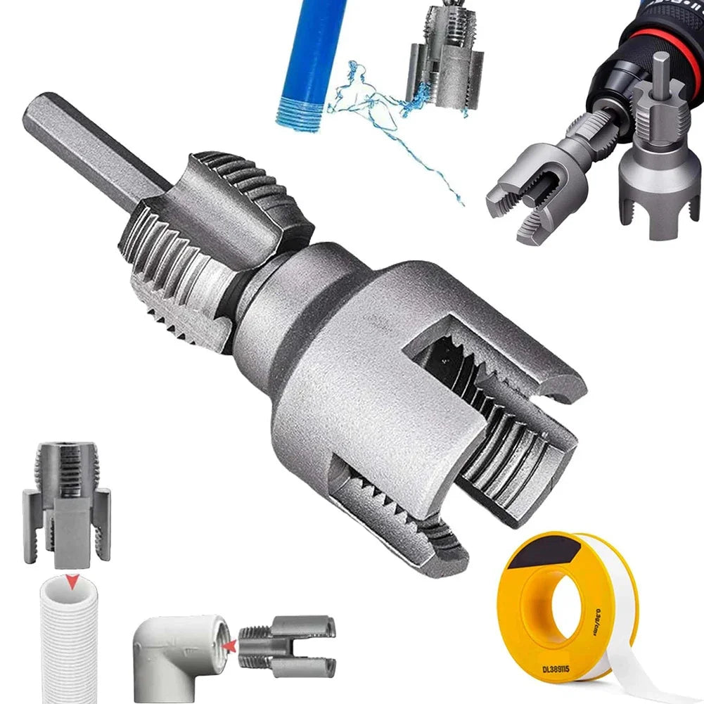 PVC Pipe Threading Tool Kit – Internal & External for Drill Peaceful Pleasures Health and Wellness 6 Points United States