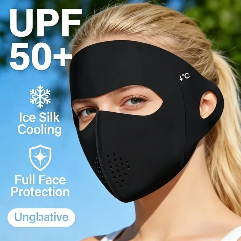 UPF50+ Full Face Sun Mask Ice Cooling Breathable Facekini