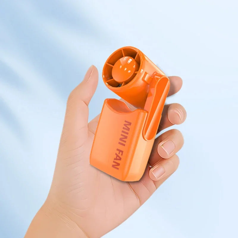 High-Speed Handheld Fan Q88 Multifunctional Waist Clip Desktop Fan 2400 mAh Large-Capacity Mini Digital Display Fan Peaceful Pleasures Health and Wellness Orange