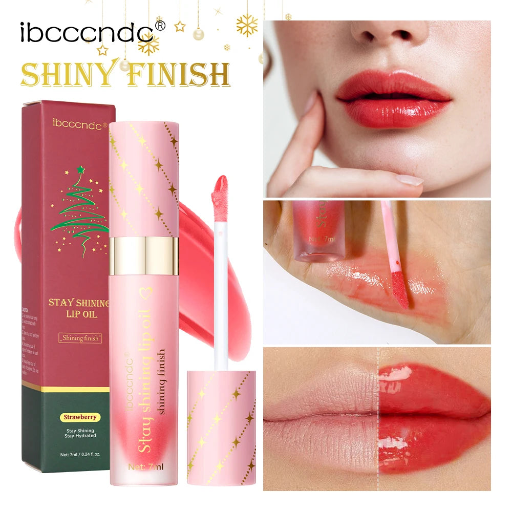 Lip Stain and Lip Oil Set Strawberry Taste Water Based Glossy Gel Hydrating Moisturizing Women Lips Makeup Cosmetic Christmas Peaceful Pleasures Health and Wellness