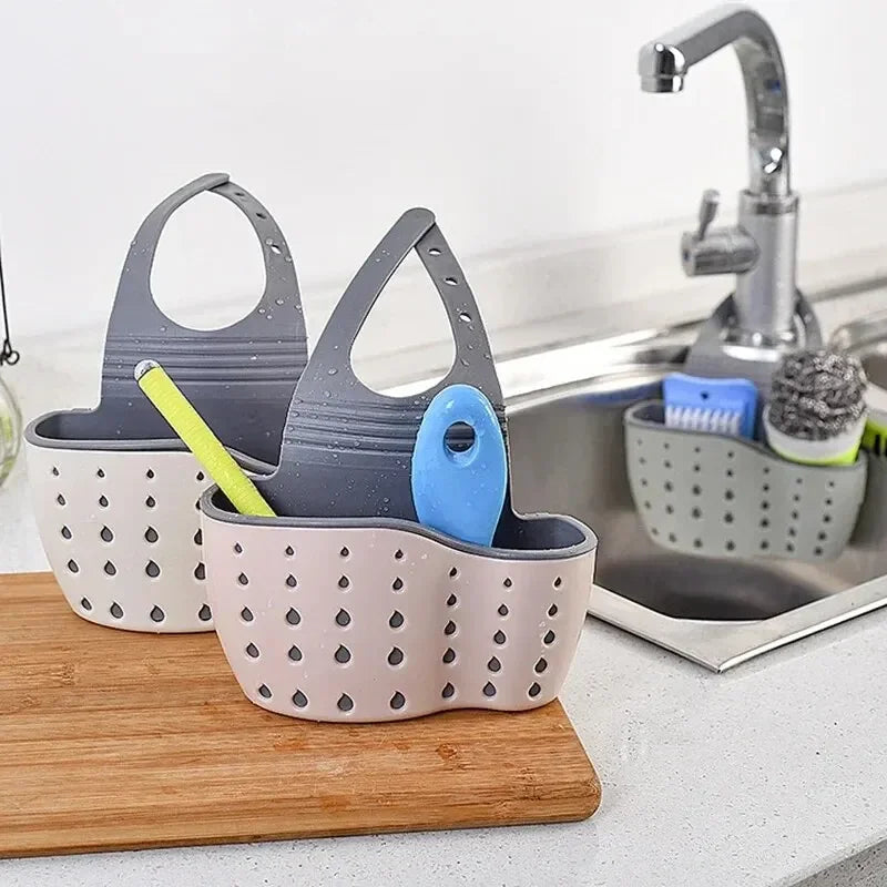Home Storage Drain Basket Kitchen Sink Holder Adjustable Soap Sponge Shlf Hanging Drain Basket Bag Kitchen Accessories Peaceful Pleasures Health and Wellness