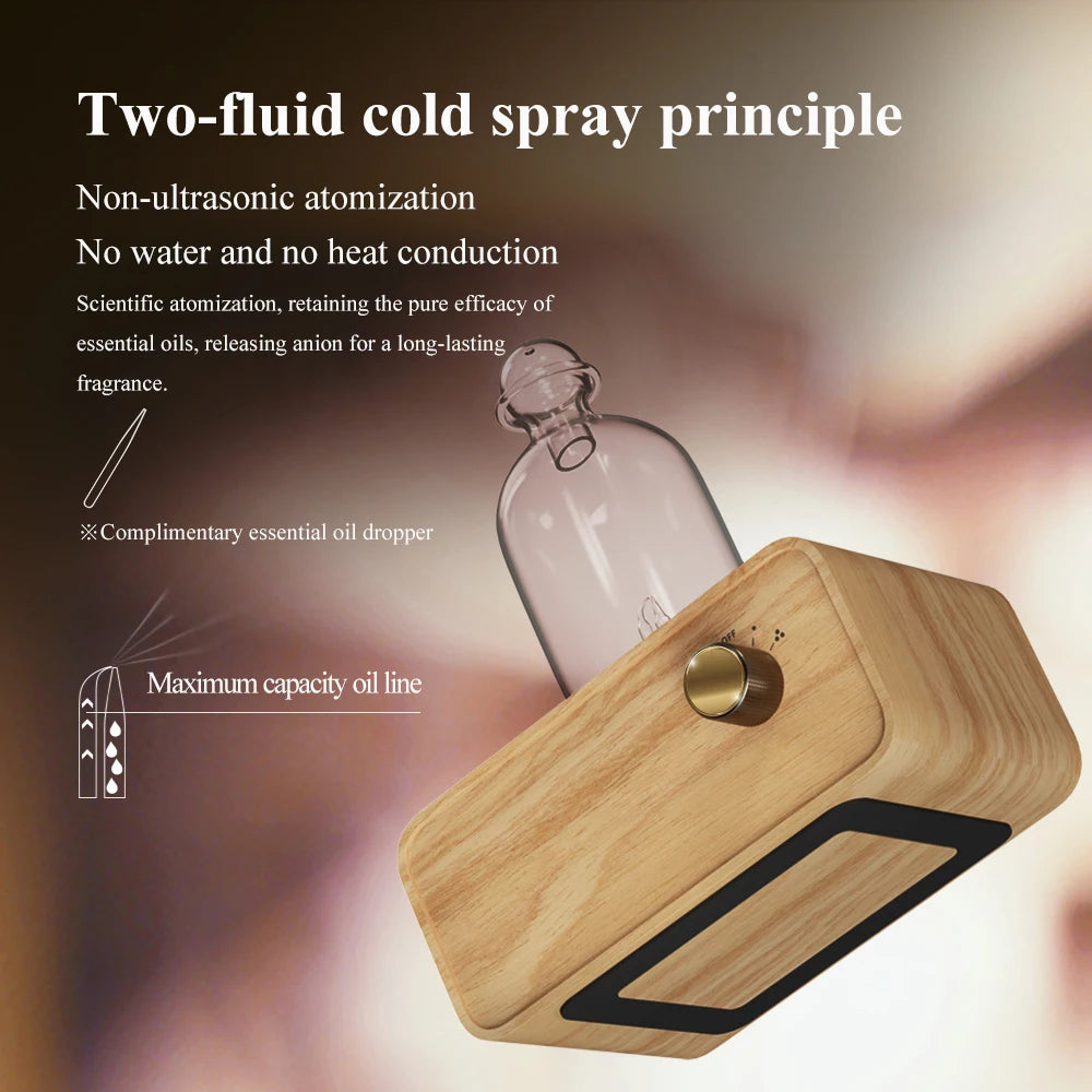HOMEFISH Waterless Essential Oil Diffuser | Wood & Glass
