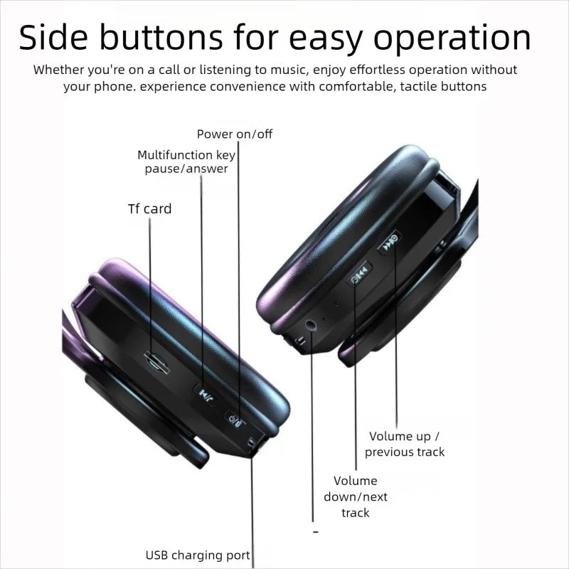 B39 Bluetooth Headphones RGB Lighting Noise Cancellation Foldable Headsets Over Ear Stereo HIFI Sports Headset TF Music Player Peaceful Pleasures Health and Wellness