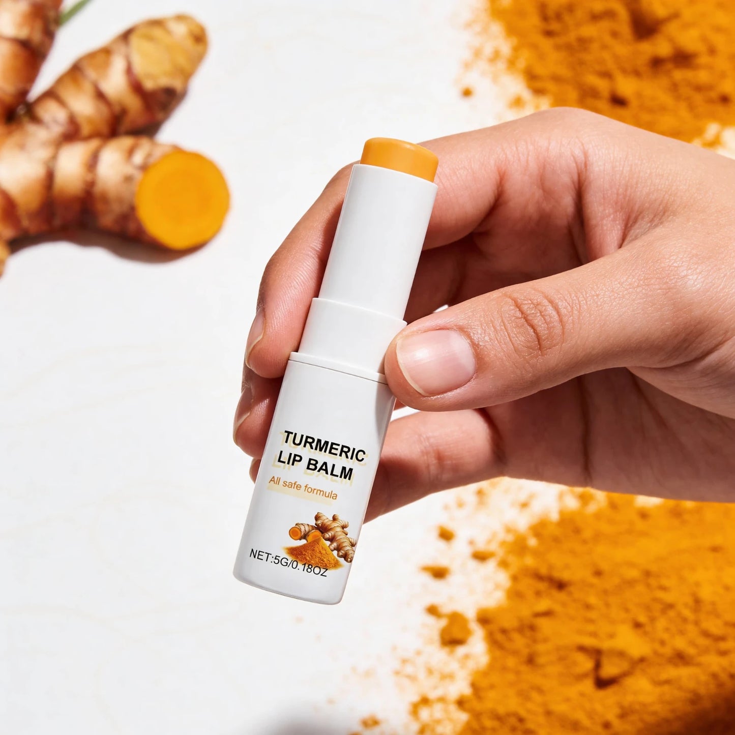 Turmeric Moisturizing Lip Balm Hydrating Protective Barrier Soothing Dry Chapped Lips Long Lasting Natural Formula Lip Care Peaceful Pleasures Health and Wellness