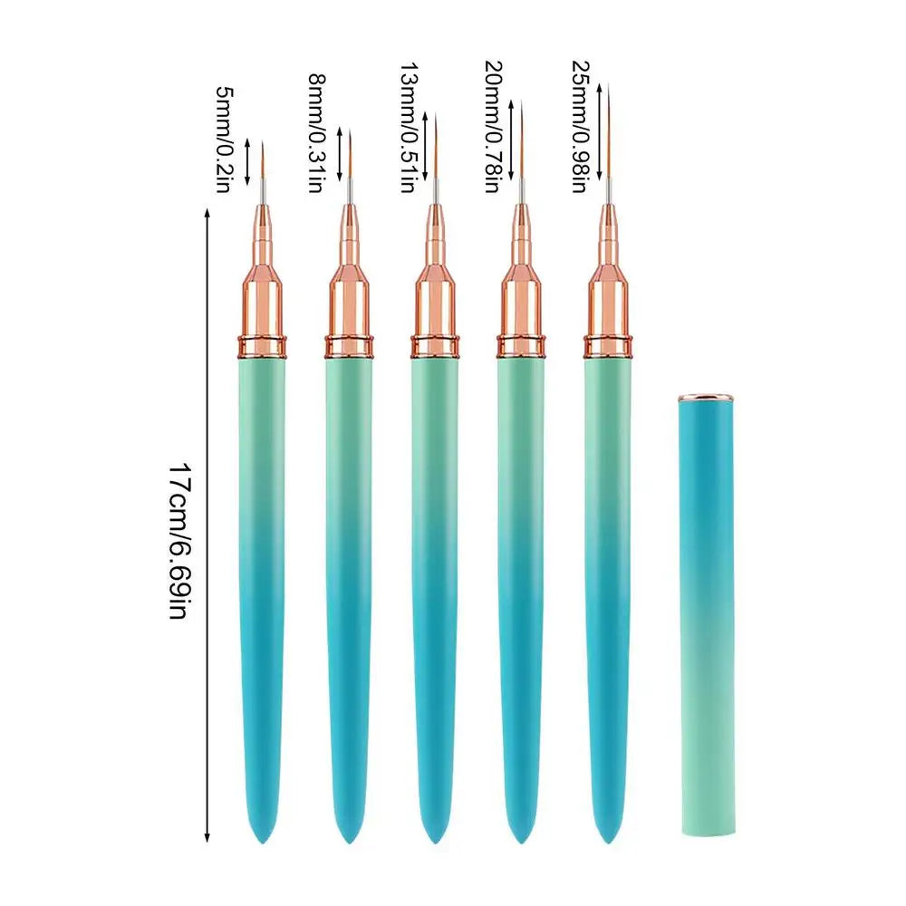 5-Piece Nail Art Liner Brush Set | Striping & Detail Brushes