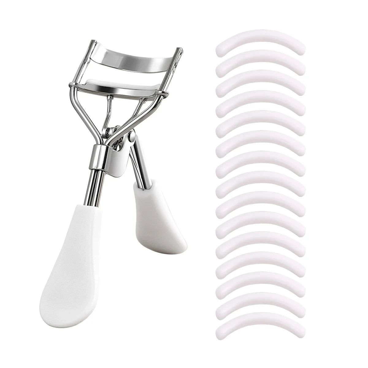 Professional Metal Eyelash Curler with 15 Silicone Pads
