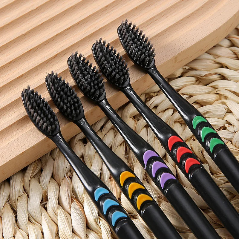 10-Pack Bamboo Charcoal Soft Toothbrush Set | Family Travel