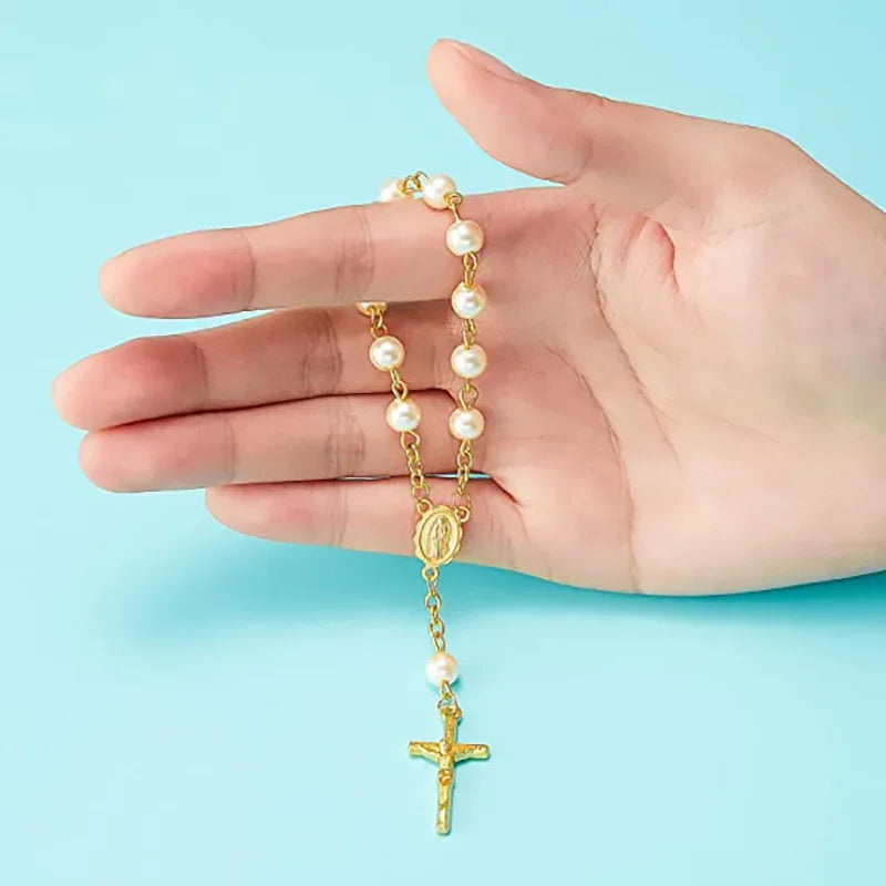 5-Pack Cross Rosary Bracelets | Baptism & Communion Gift Set