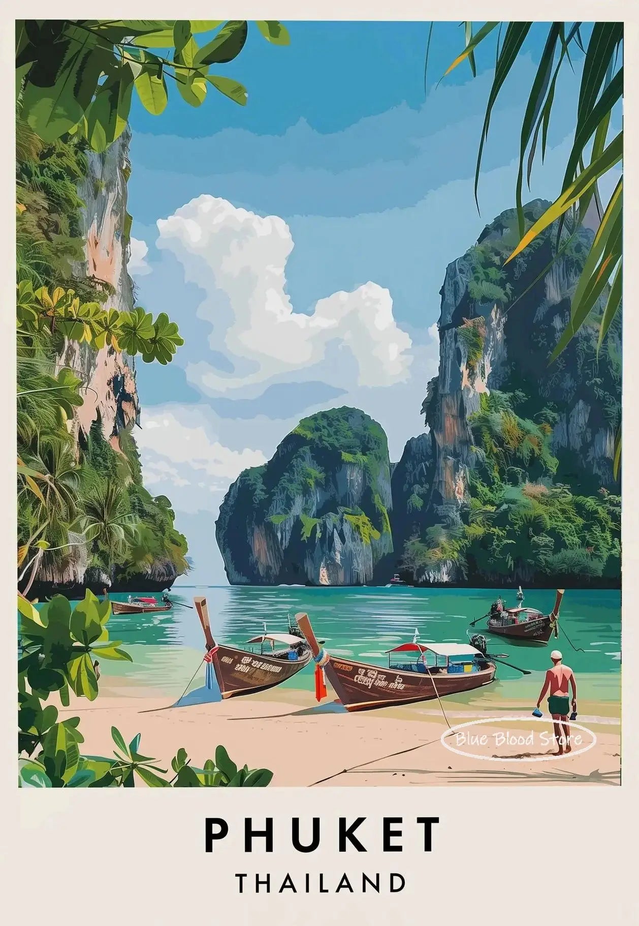 Thailand Travel Art Canvas Poster Phuket Chiang Mai Koh Phangan Bangkok City Landscape Asia Scenery Wall Art Painting Home Decor Peaceful Pleasures Health and Wellness 10 50x70cm Unframed