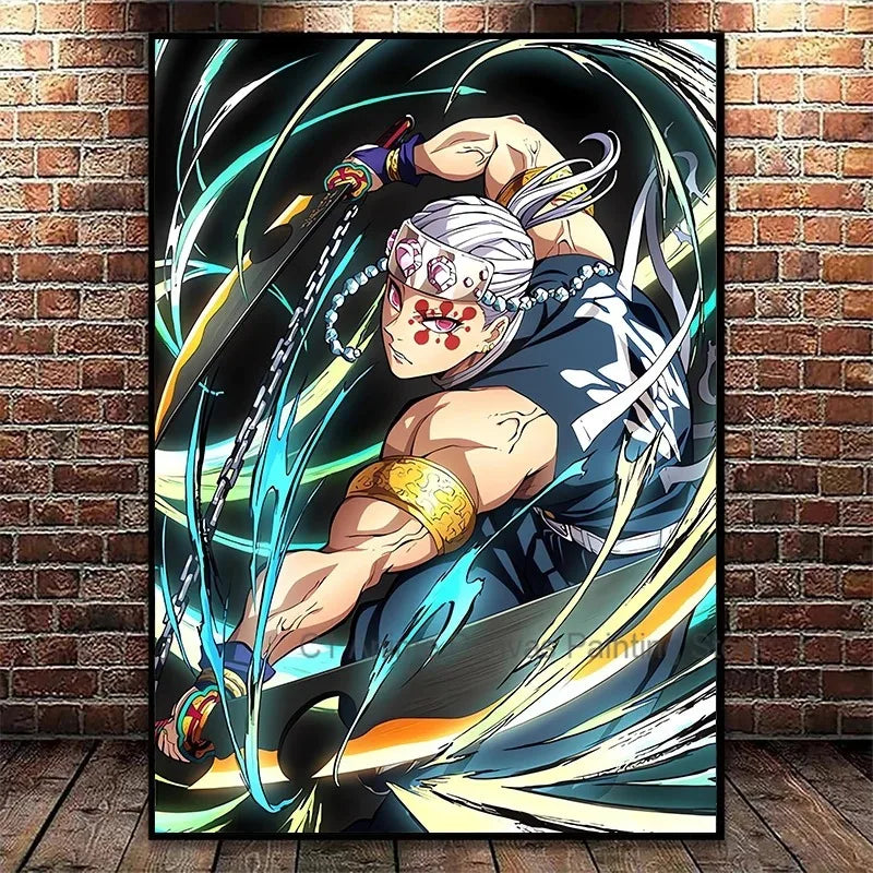 Japanese Anime Demon Slayer Wall Art Poster Nezuko and Tanjiro Home Decor Prints Living Room Bedroom Canvas Painting Mural Gifts Peaceful Pleasures Health and Wellness C1-99-6 50x70cm