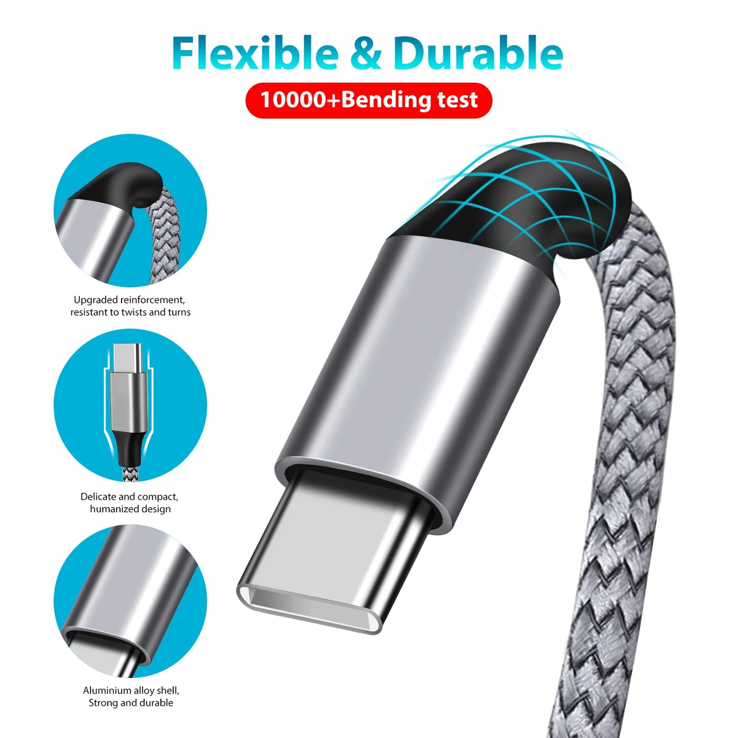 60W USB-C to USB-C Fast Charging Cable | Nylon Braided 1M–8M Peaceful Pleasures Health and Wellness