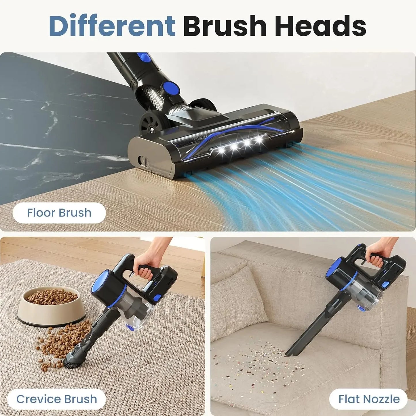 Cordless Stick Vacuum Cleaner with LED Lights, Anti-Tangle Brush for Hardwood Floors Carpet Pet Hair Peaceful Pleasures Health and Wellness