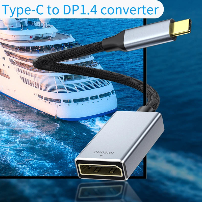 8K USB 3.1 Type C To Displayport Cable 8K@60Hz 4K@144Hz DP 1.4 Adapter USB C Display Port Video Adapter for MacBook Pro Air M1 Peaceful Pleasures Health and Wellness