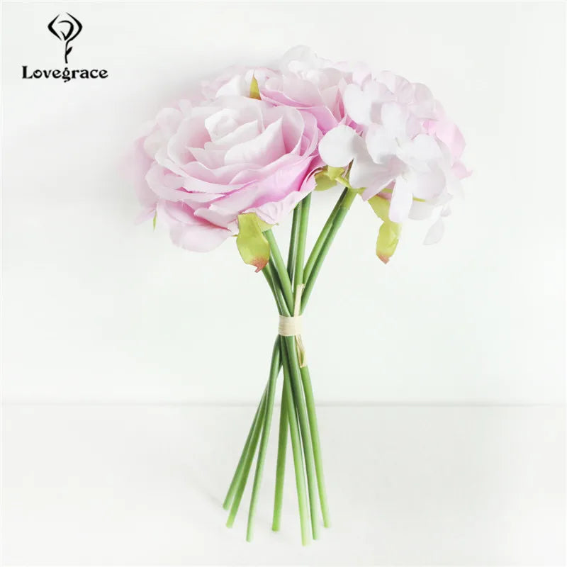 Silk Rose Wedding Bouquet – Artificial Bridal Flowers | Lovegrace