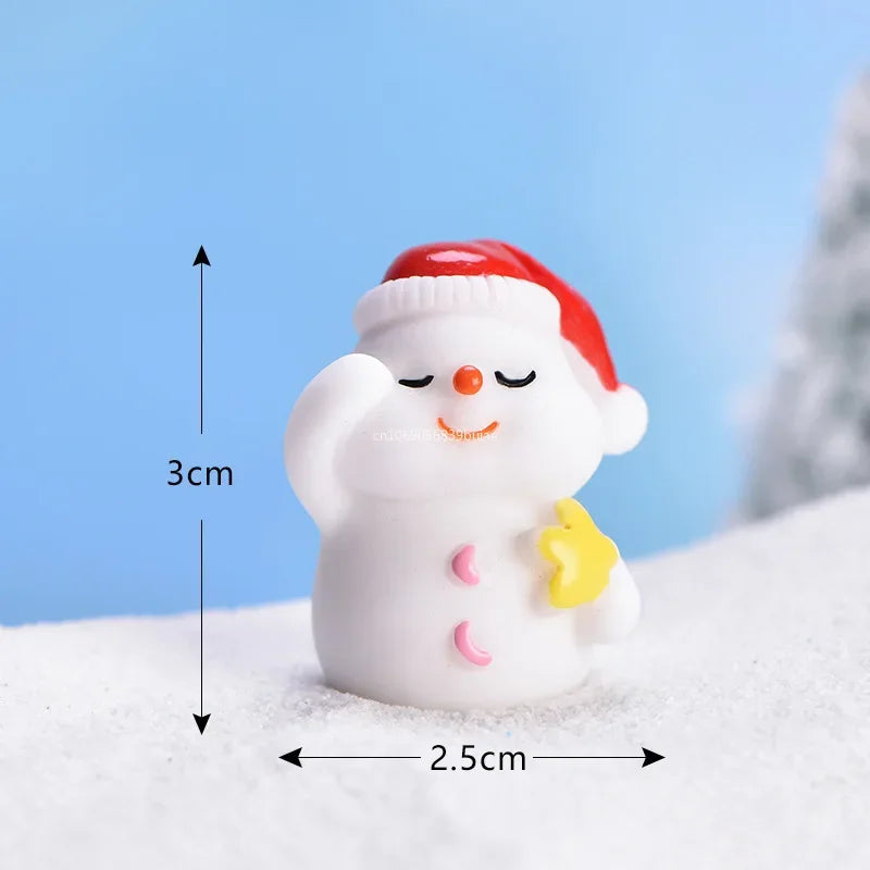 Mini DIY Resin Christmas Santa Snowman Figurine Micro Landscape Model Miniature Garden Figurine New Year Home Ornament Decor Peaceful Pleasures Health and Wellness
