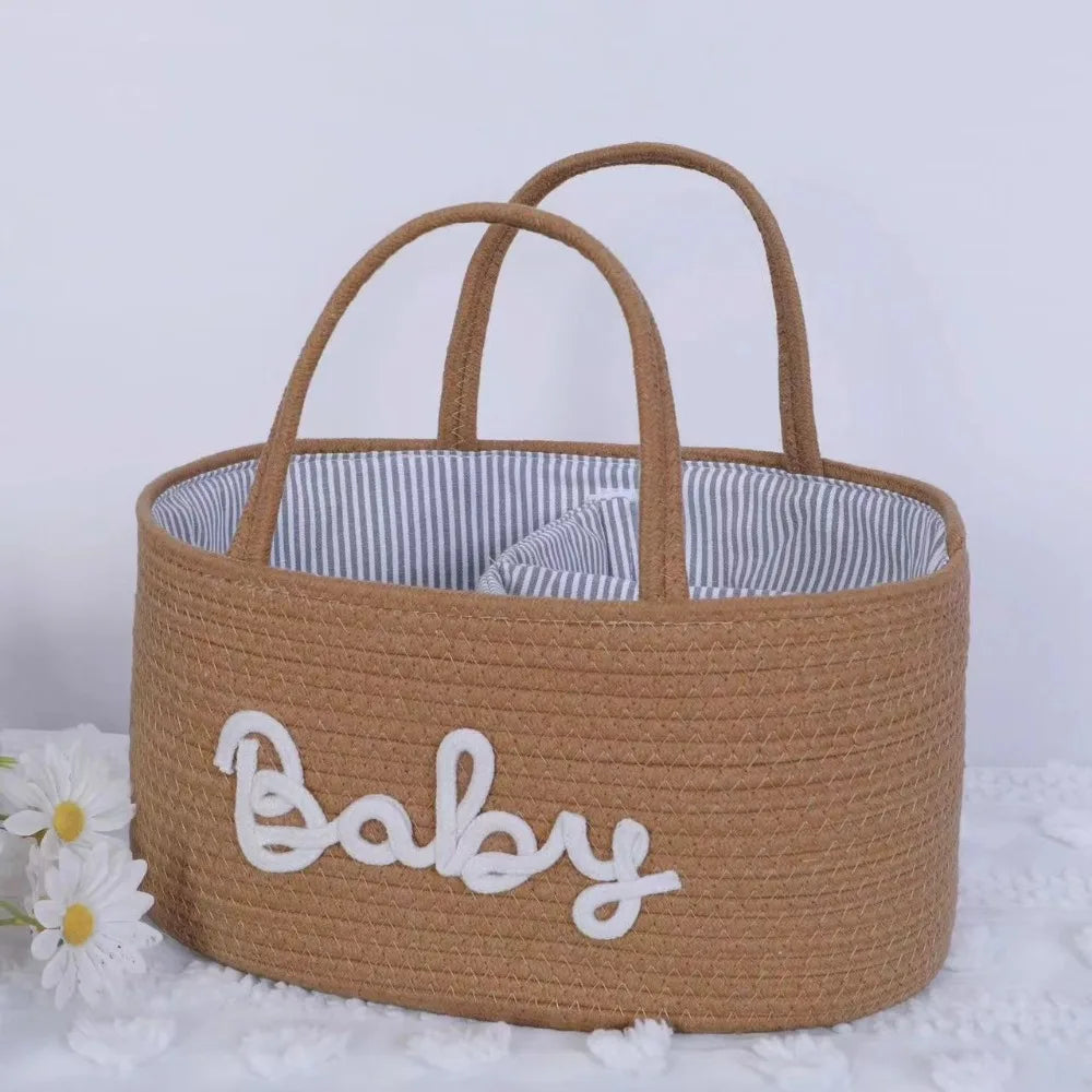 Cotton Rope Baby Diaper Storage Basket | Foldable Organizer