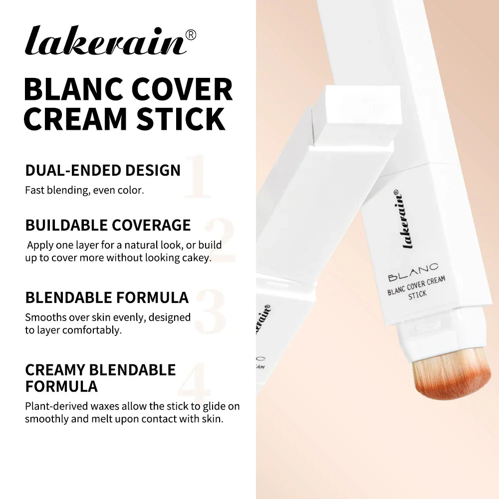 Blanc Cover Foundation Stick with Brush – Buildable, 5 Shades