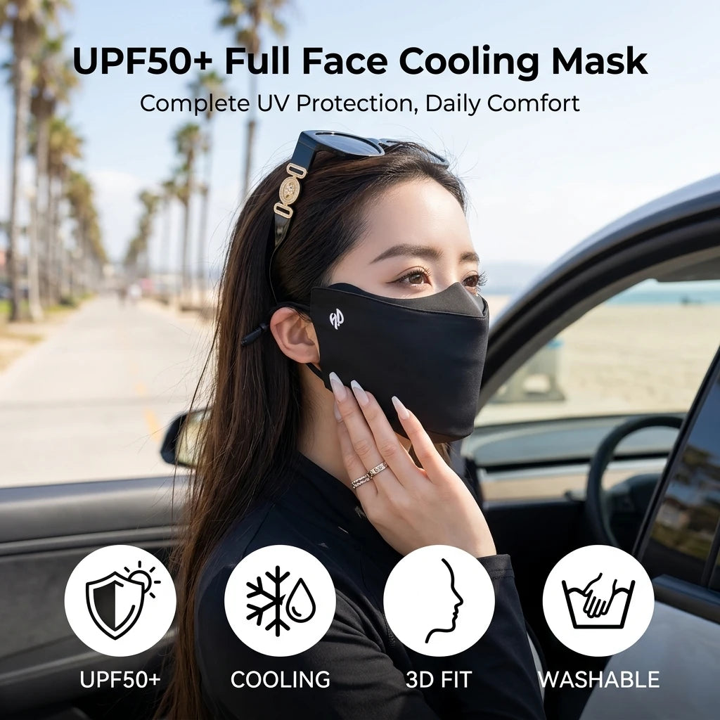 Ice Silk Sun Protections Mask For Women UPF50+ UV Protections Full Face-Cover Summer Outdoor Use Peaceful Pleasures Health and Wellness