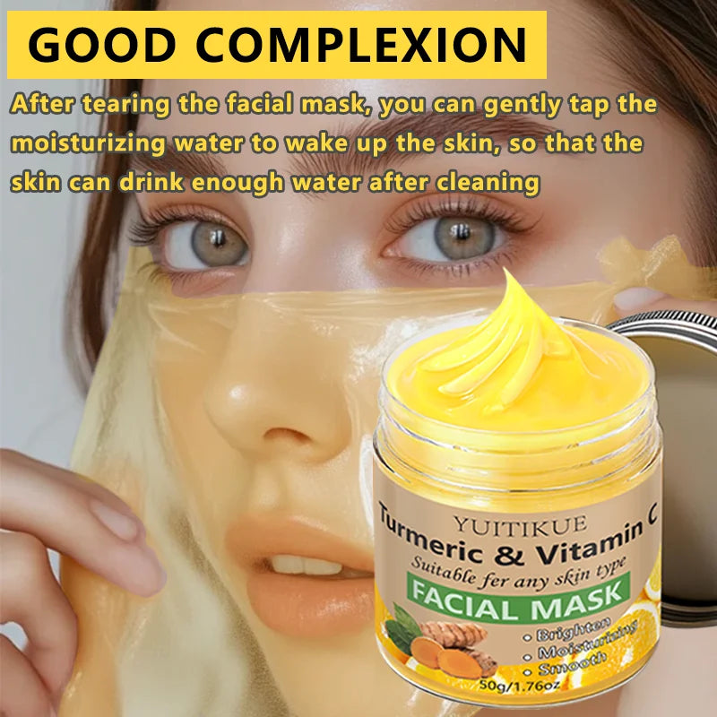 YUITIKUE Turmeric & Vitamin C Facial Mask 50g Brightening & Moisturizing Care for Smooth Skin Peaceful Pleasures Health and Wellness