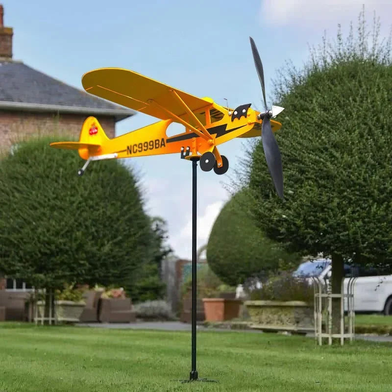 3D Airplane Wind Spinner Metal Weather Vane Garden Ornament Garden Wind Spinner Peaceful Pleasures Health and Wellness M
