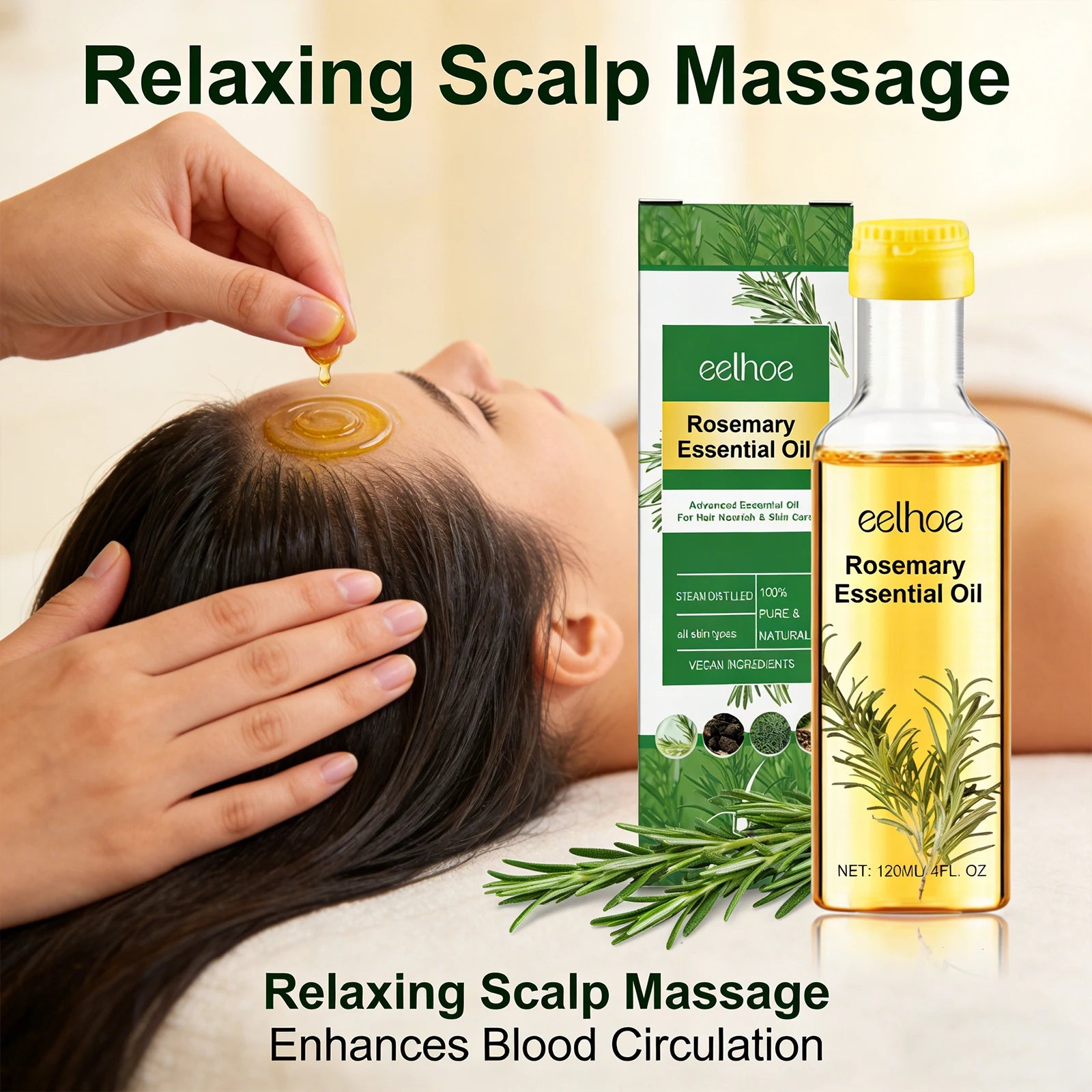 Eelhoe Rosemary Hair Growth Oil – Repairs & Reduces Hair Loss Hair Growth Oil Peaceful Pleasures Health and Wellness