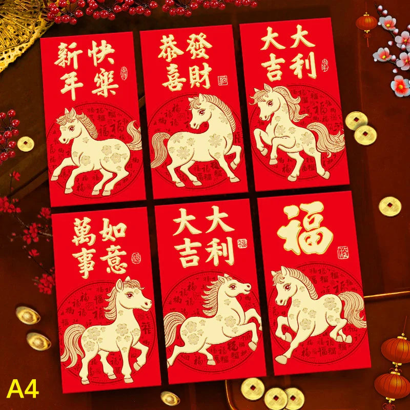 Chinese New Year Red Envelopes Year of the Horse – 6 Pack