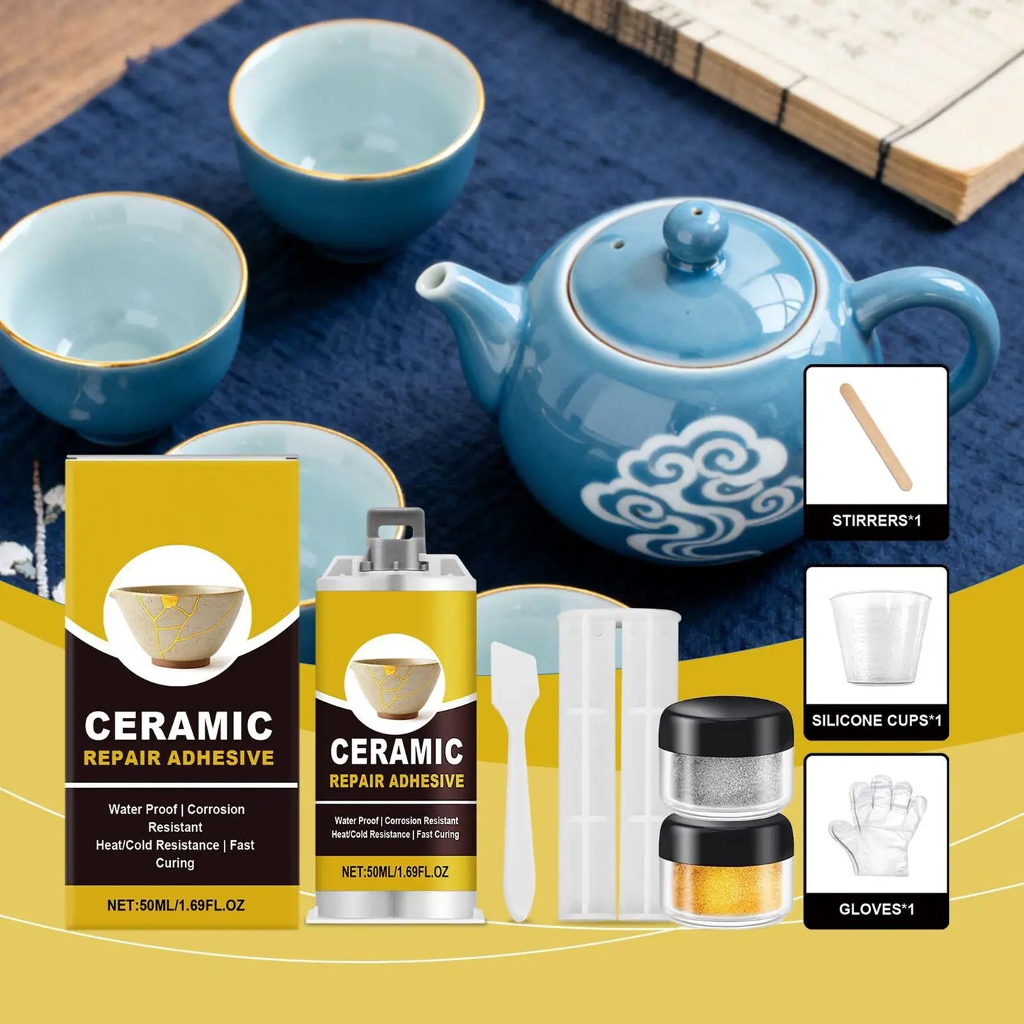 Kintsugi Gold Glue Ceramic Repair Kit | Food Safe Adhesive