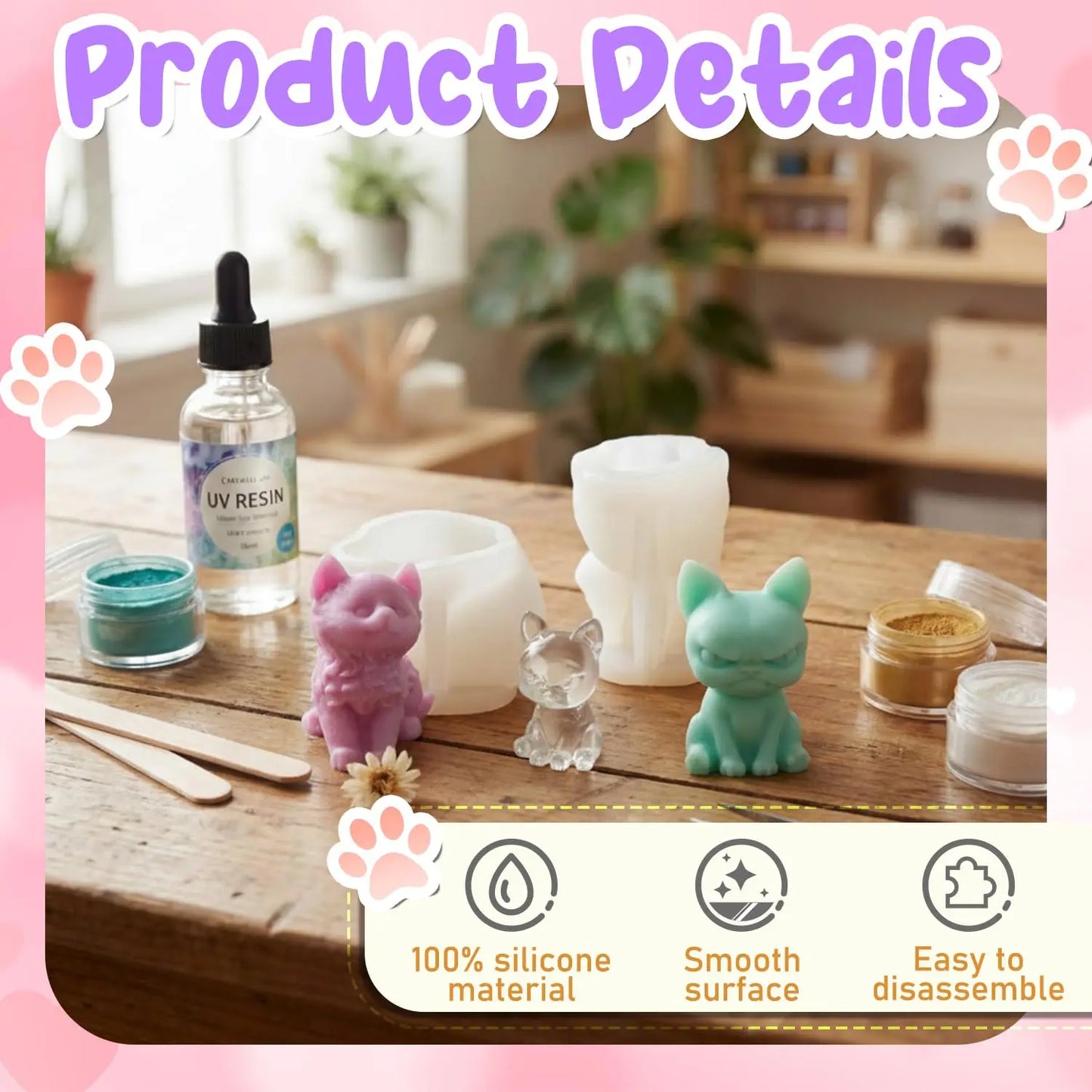 6 Pcs Mini Cat Silicone Molds 3D Cute Kitten Resin Candle Soap Mold for DIY Craft Home Ornament Gift Party Decoration Peaceful Pleasures Health and Wellness