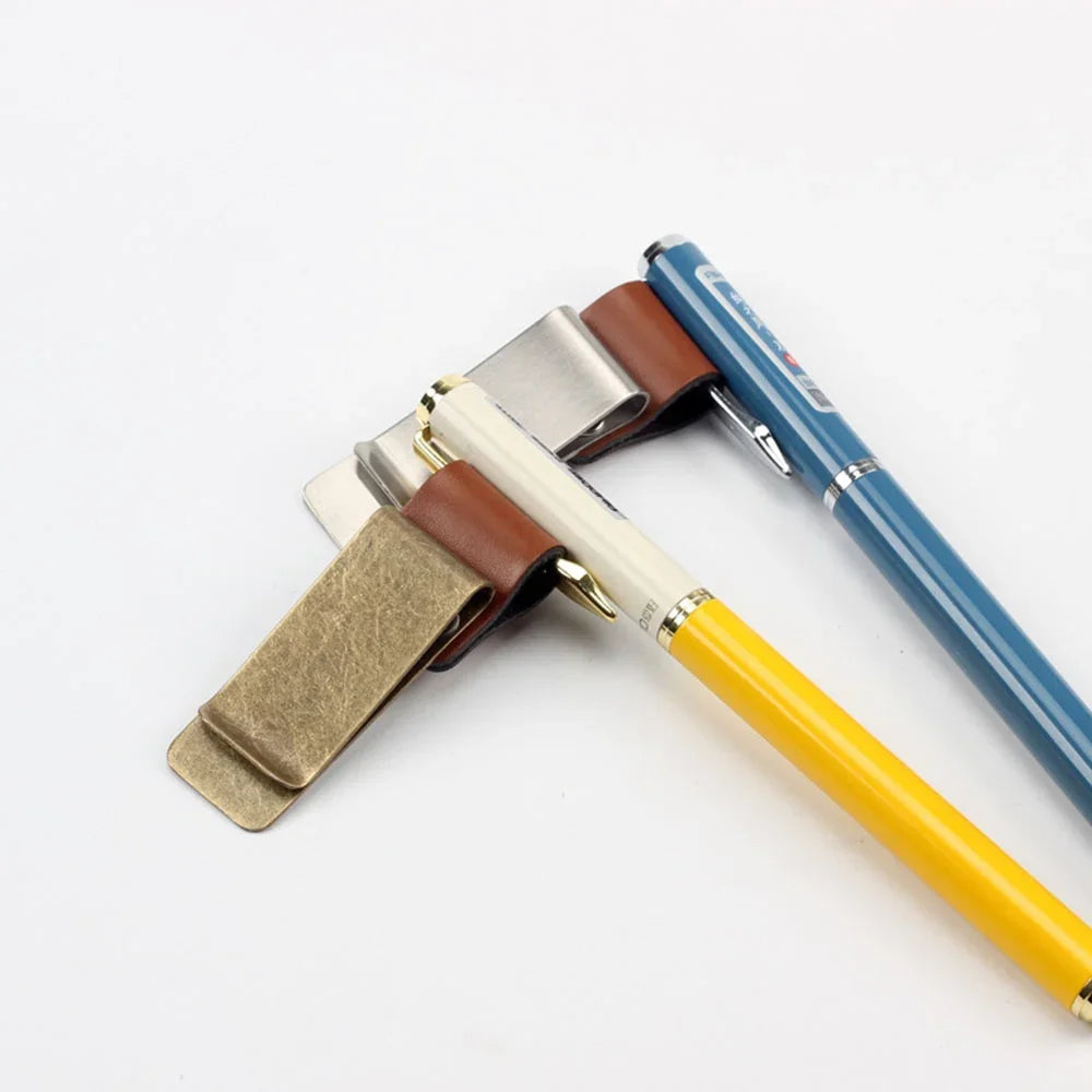 Retro Leather Notebook Clip – Pen Holder & Bookmark