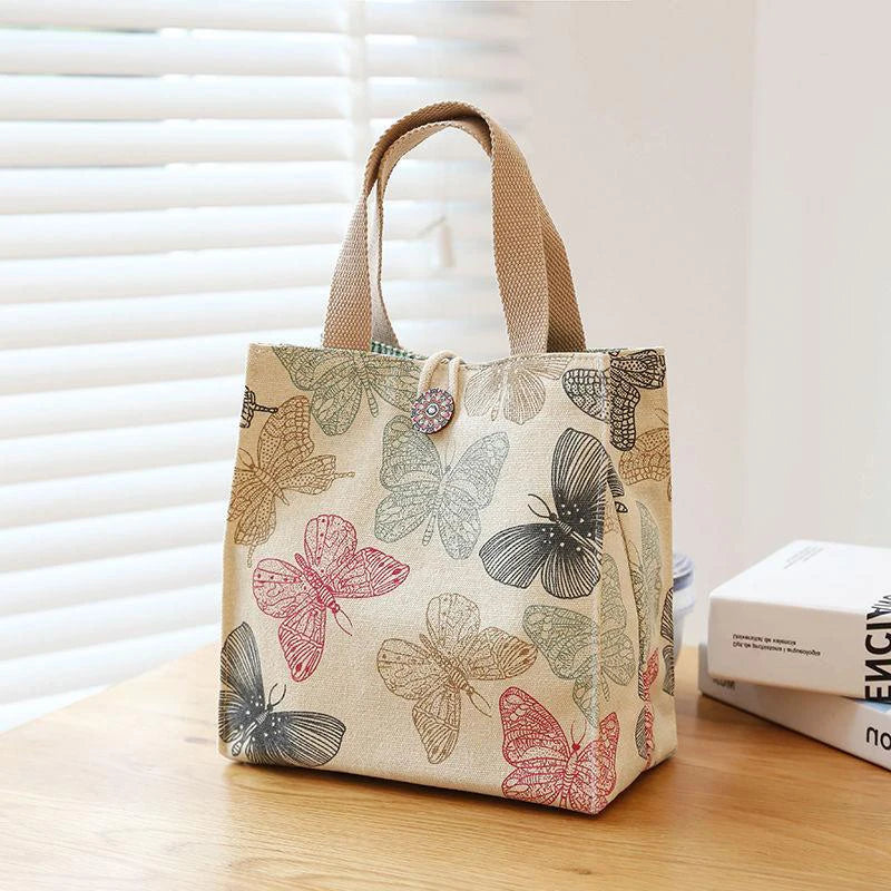 Large Canvas Bento Lunch Box Bag – Stylish Handbag Tote