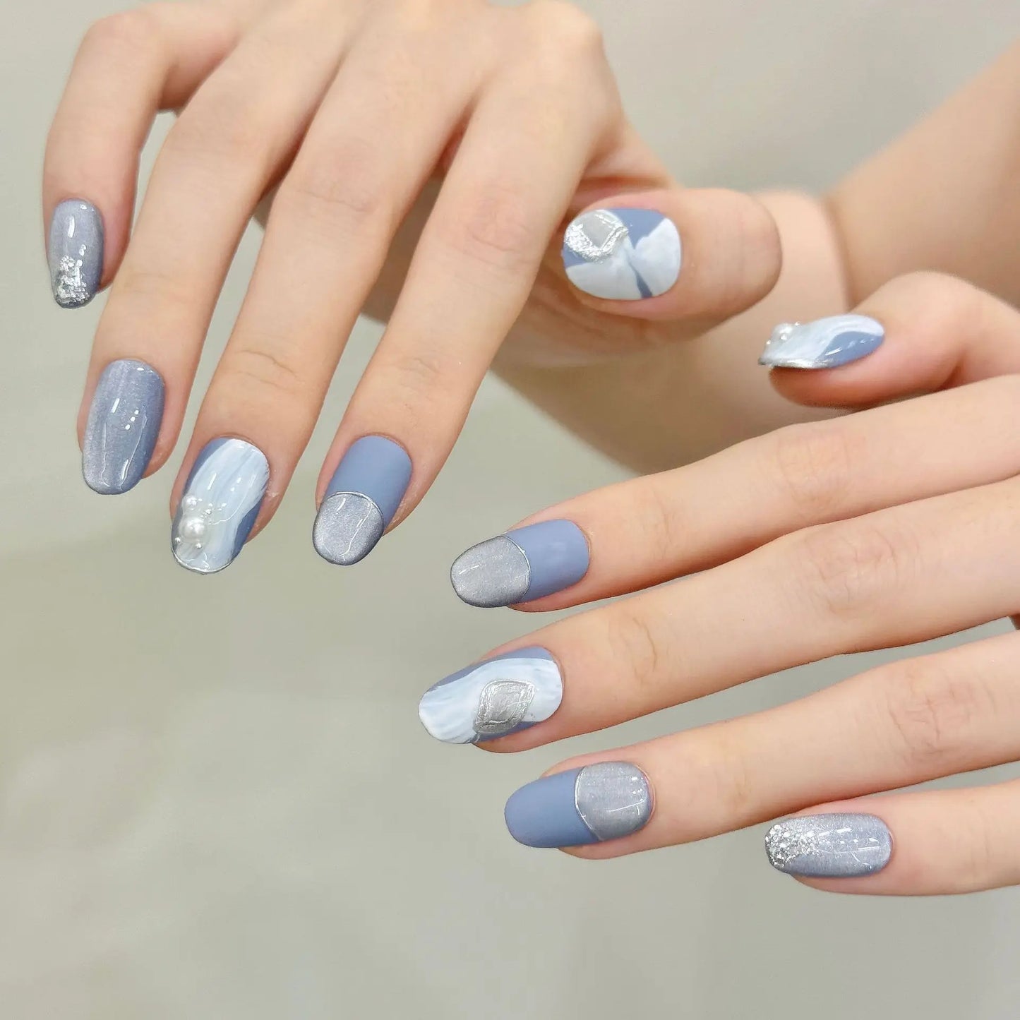 10pcs Handmade Press on Nails Summer Ocean Shell Pearl Decor Fake Nail Tips for Women Wearable Reusable Ins Fashion False Nails Peaceful Pleasures Health and Wellness