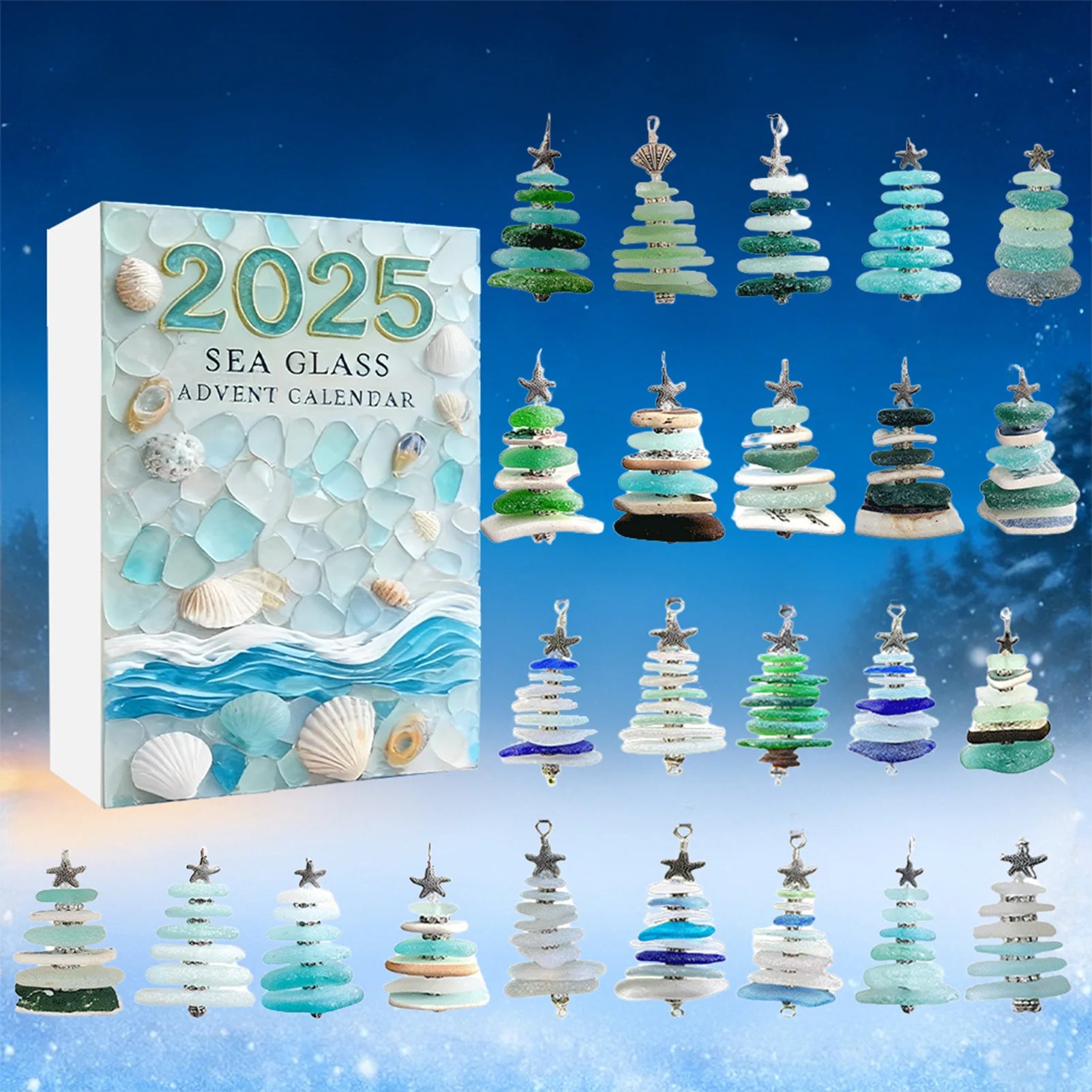 Christmas Hanging Ornament Sea Glass Acrylic Christmas Tree Advent Calendar Hanging Ornament For Xmas Countdown Home Decor Party Peaceful Pleasures Health and Wellness