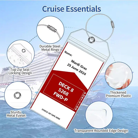 5PCS Cruise Luggage Tags Waterproof Transparent Baggage ID Tags with Metal Loops Travel Accessories for Easy Sorting Peaceful Pleasures Health and Wellness
