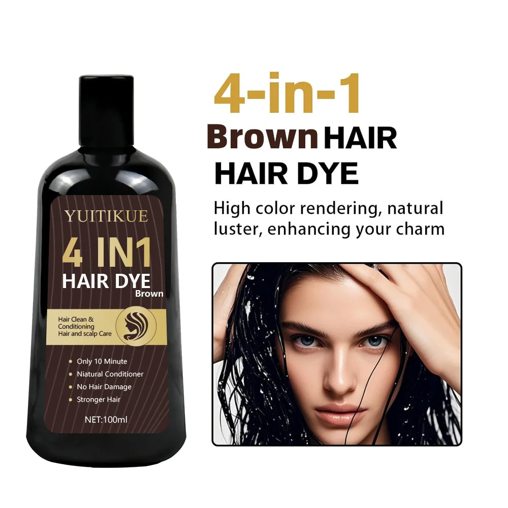 YUITIKUE Organic Brown Hair Dye Shampoo – Gray Coverage 100ml Hair Dye Shampoo Peaceful Pleasures Health and Wellness
