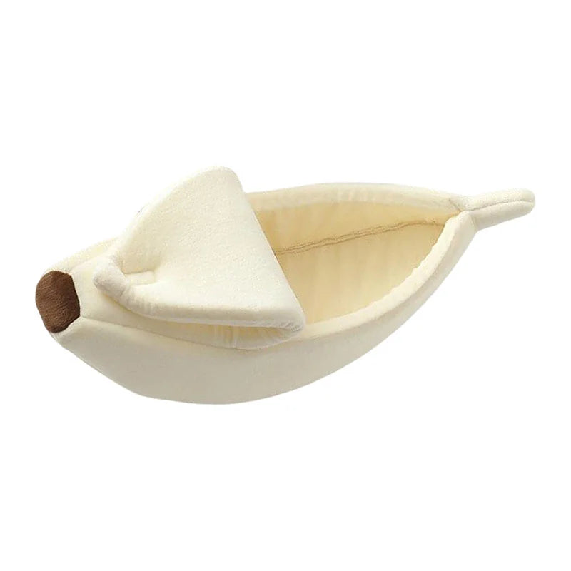 Cute Cats Beds Deep Sleep Comfort In Winter Bed Banana Shape for Cat's House Products Pets Creative Indoor Small Cat Dog Beds Peaceful Pleasures Health and Wellness Beige L