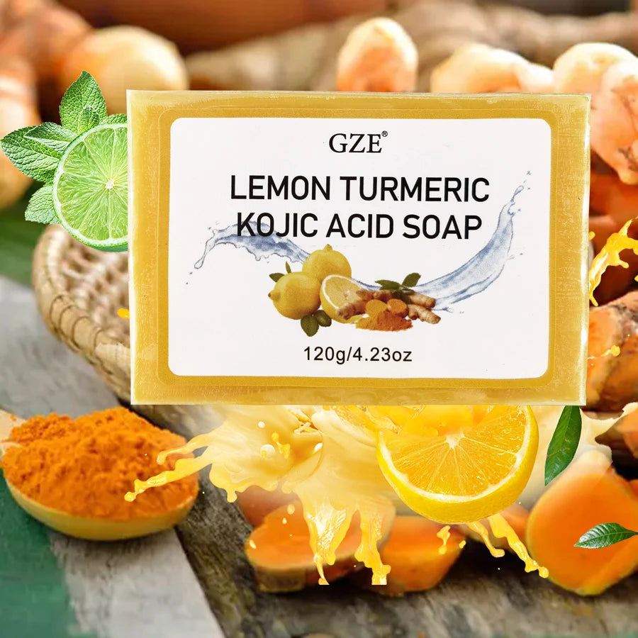 GZE Turmeric Kojic Acid Soap – Dark Spots, Shea Butter, Lemon