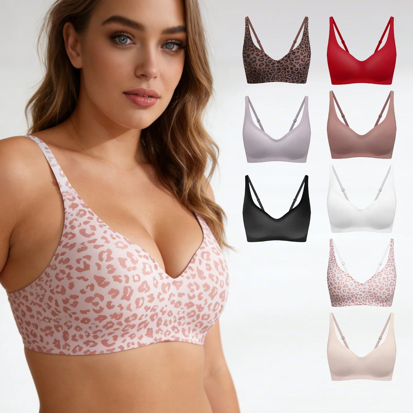 Seamless Deep V Wire-Free Push Up Bra | Breathable Lift Bra