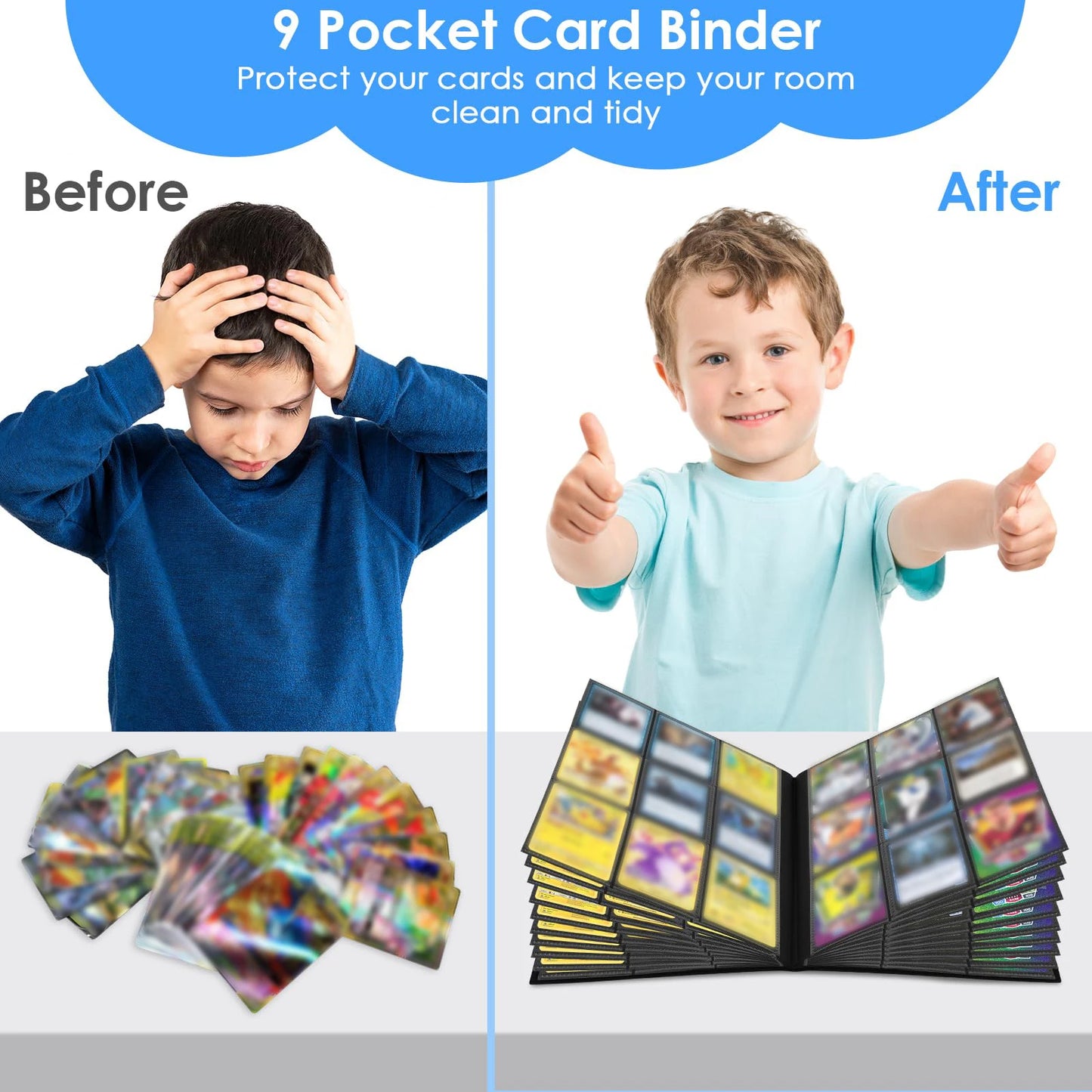 9-Pocket Card Album Book Folder Large Capacity Can Hold 360 Cards For Sport/YGO/PTCG/ Game Card Binder Photographs Collection Peaceful Pleasures Health and Wellness