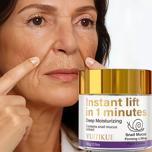 Snail Mucin Firming Cream instantly lifts within 1 minute, deeply moisturizes, and contains snail mucin extract Peaceful Pleasures Health and Wellness