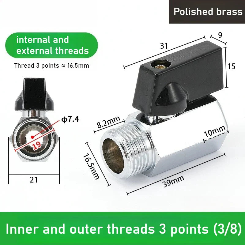 Mini Polished Copper Ball Valve PT1/8–1/2 | Water & Gas Pipe