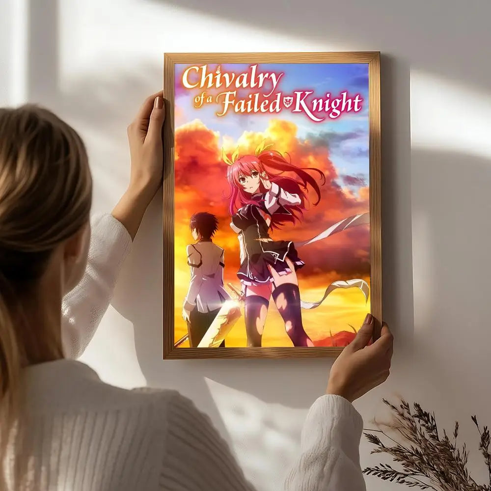 Anime C-Chivalry of a Failed Knight Poster HD Self Adhesive Waterproof Wall Art Ideal for Home Office Dorm Bedroom Great Gift Peaceful Pleasures Health and Wellness White6 50X70cmNoframe
