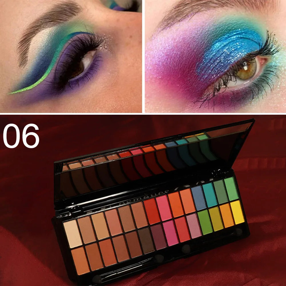 Cmaadu 28-Color Matte Shimmer Eyeshadow Palette + Brush