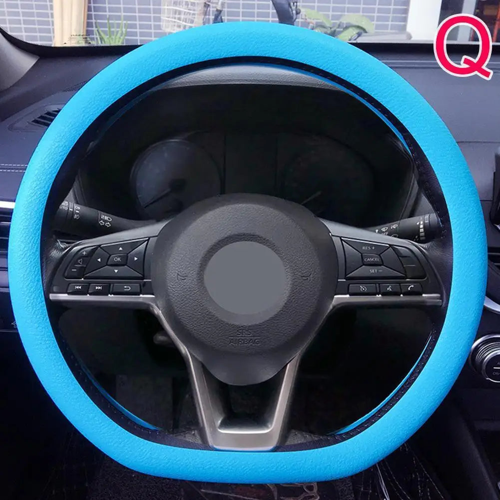 Anti-skid Silicone Auto Steering Wheel Cover With Elastic Stretch To Enhance Internal Design And Comfortable Grip Access Peaceful Pleasures Health and Wellness Q