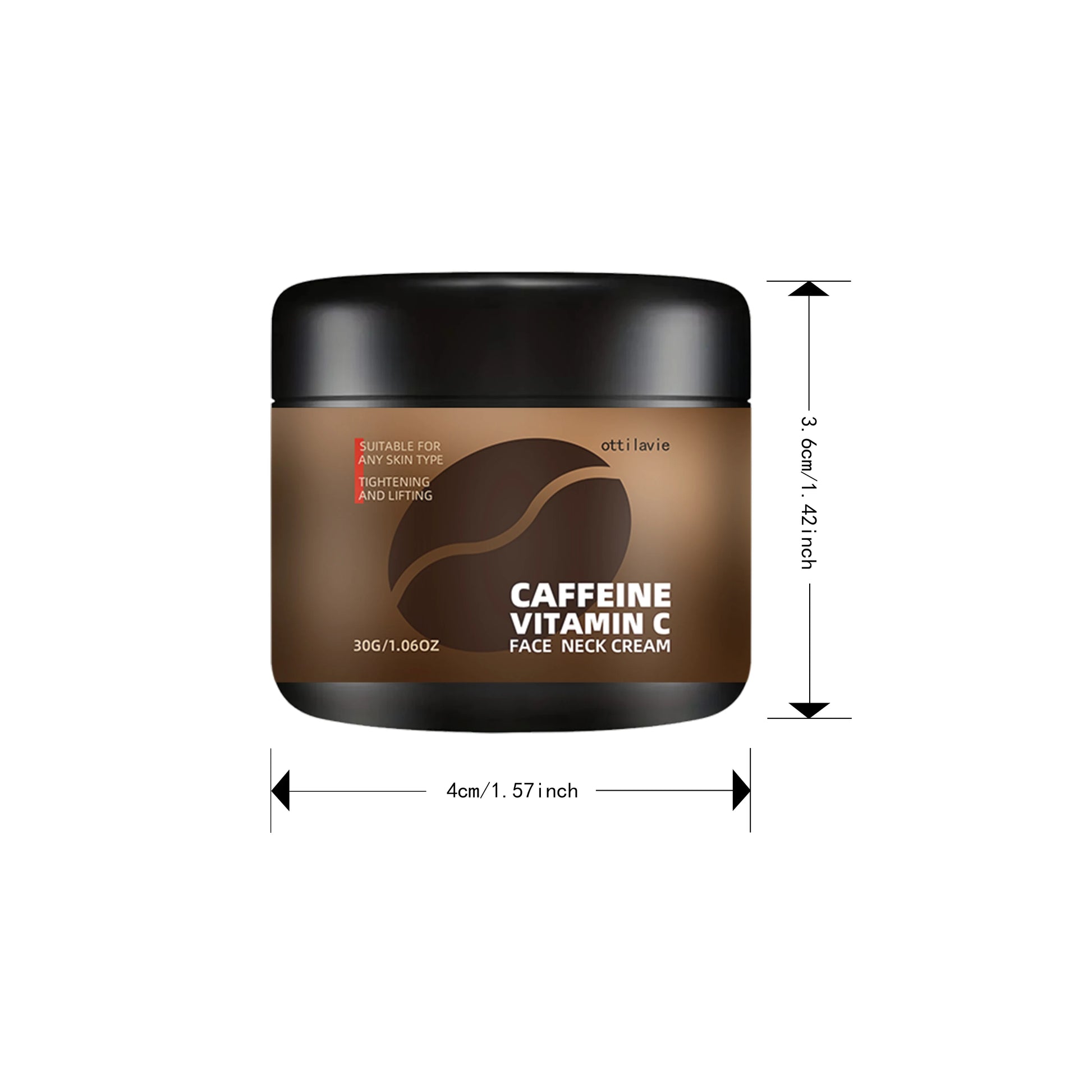 Ottilavie Caffeine & Vitamin C Face Neck Cream – 1.76oz/1.06oz, Firming, Hydrating, Lifting, All Skin Types, Non-Greasy Peaceful Pleasures Health and Wellness