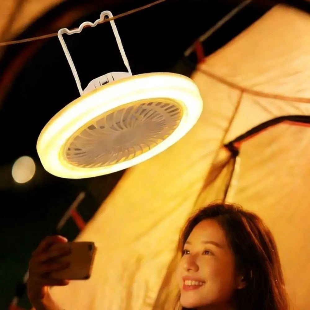 USB Rechargeable Ceiling Fan Light | 3 Color Modes Portable