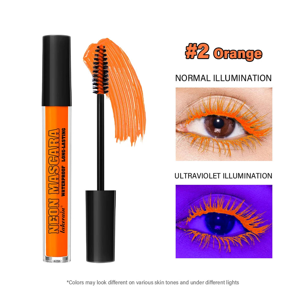 Color Mascara Thick Curl Waterproof Natural Eyelash Long Lasting Blue White Green Pink Luminousk Eye Makeup Korean Cosmetics Peaceful Pleasures Health and Wellness 2Orange
