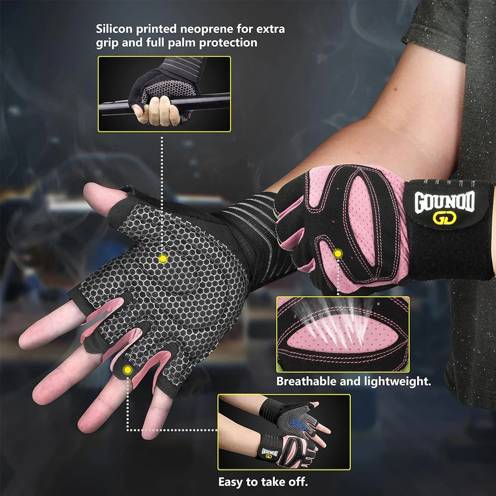 Padded Workout Gloves with Wrist Wraps – Men & Women Weight Lifting Gloves Peaceful Pleasures Health and Wellness